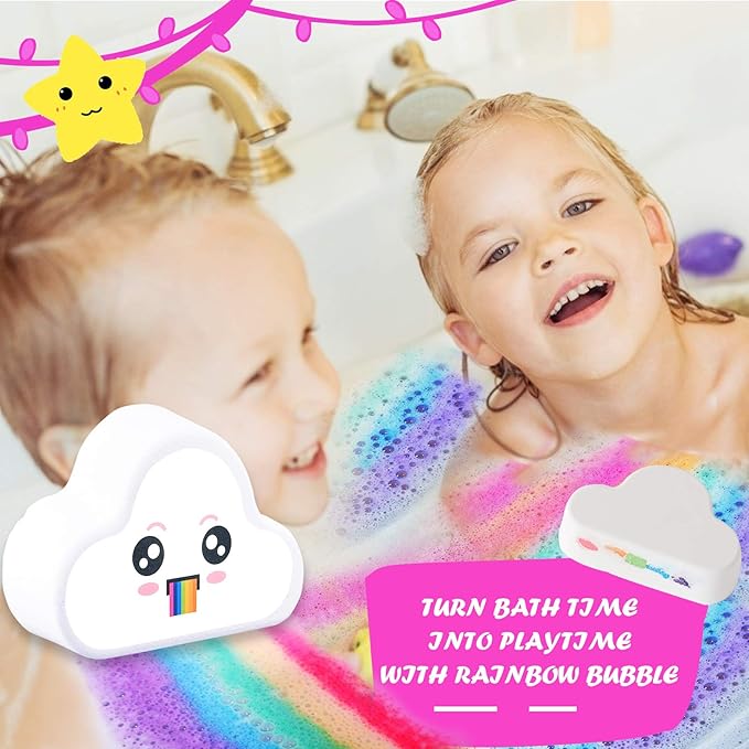 Rainbow Bath Bomb Gift Set, Organic & Natural Rainbow Cloud SPA Bath Bombs for Aromatherapy Relaxation Soak to Moisturize Skin, for Christmas Gifts for Women and Kids