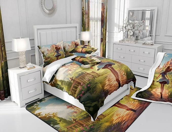 Feelyou Pretty Girl Bathroom Waterproof Accessories with 12 Hooks Castle Fabric Shower Curtain for Girls Pricess Style Shower Curtain Fancy Theme Curtains,72x72 Inches