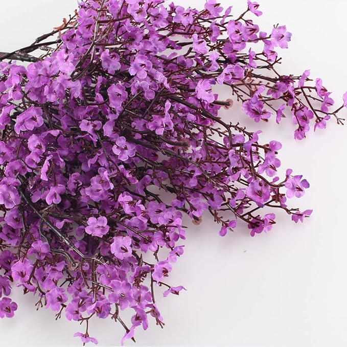 AILANDA 6PCS Babys Breath Artificial Flowers Purple Fake Gypsophila Flower Silk Floral Arrangements for Spring Home Kitchen Office Garden Party Wedding Table Centerpieces Decoration
