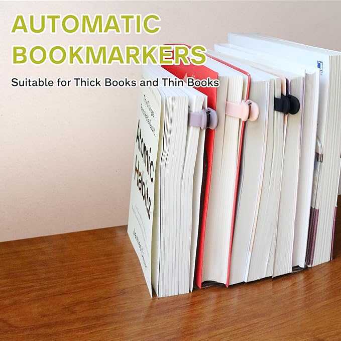 SMUK 6pcs Automatic Bookmark, Smart Silicone Bookmarkers for Reading Women, Men, Kids, Book Lovers, Cute Unique Book Marks Reading Accessories Gifts for Reading Lovers