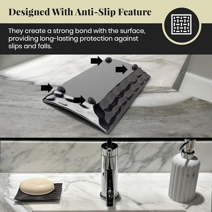 Modern Zen Black Ceramic Soap Dish - 4.9 x 3 Inches Sleek Bathroom Soap Tray - Durable Bar Soap Holder with Soap Saver Ridges, Black Soap Dish for Bathroom, Kitchen, or Shower