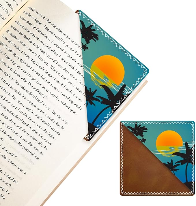 Personalized Leather Bookmarks, Fun & Cute Book Accessories for Reading Lovers, Unbreakable Page Markers for Women Men Girls Boys Student Teacher Kids Retirement Birthday Gifts (Hawaiian Sunset)