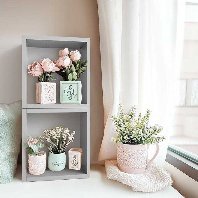 Kaboon Cube Floating Shelves Set2, Display Shelves Wall Mount 7.75" D x 12.5" W x 12.5" H, (Gray, Square 2 Cubes)