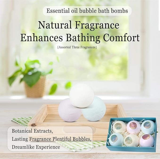 Bath Bombs Scented,Chinese Aroma and Style,Moisturizing Dry Skin Soft & Long Lasting Bubbles,Sooth Dry,Itchy Skin,Gentle not Allergic not Staining,for Kids Girls Mom,21.2Oz 6Count