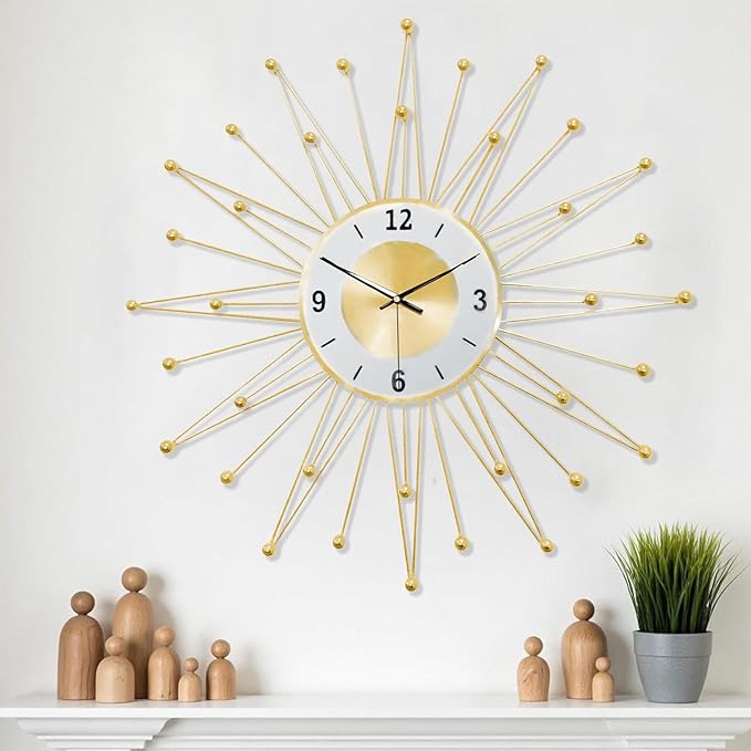Wall Clock,24inch Decorative Wall Clocks Silent Quality Quartz Battery Operated,Large Wall Clock for Living Room,Kitchen,Home,Bathroom,Bedroom Wall Decor