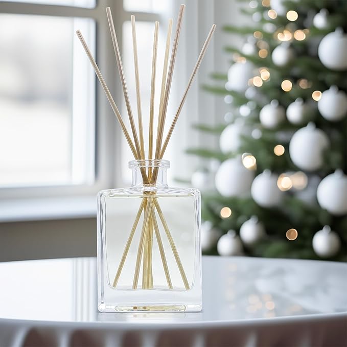 Urban Naturals Lemon Verbena Reed Diffuser Set with Reed Sticks – Tart Citrus with Bergamot & Greens – Sleek Rectangular Refillable Glass Bottle – Made in The USA