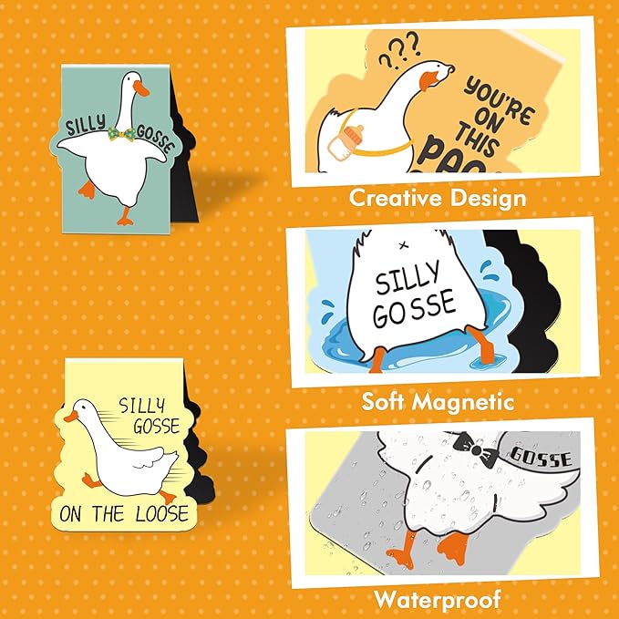 Funny Gosse Magnetic Bookmarks: 8 Pcs Gosse Magnet Book Marks, Cute Animals Page Marker Clips for Reading Women, Fun Bookish Gifts for Girls Kids, Back to School Accessories
