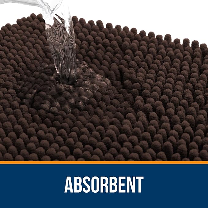 OLANLY Bathroom Rugs 70x46, Extra Soft Absorbent Chenille Bath Rugs, Rubber Backing Quick Dry, Machine Washable Bath Mats for Bathroom Floor, Tub and Shower, Home Decor Accessories, Brown