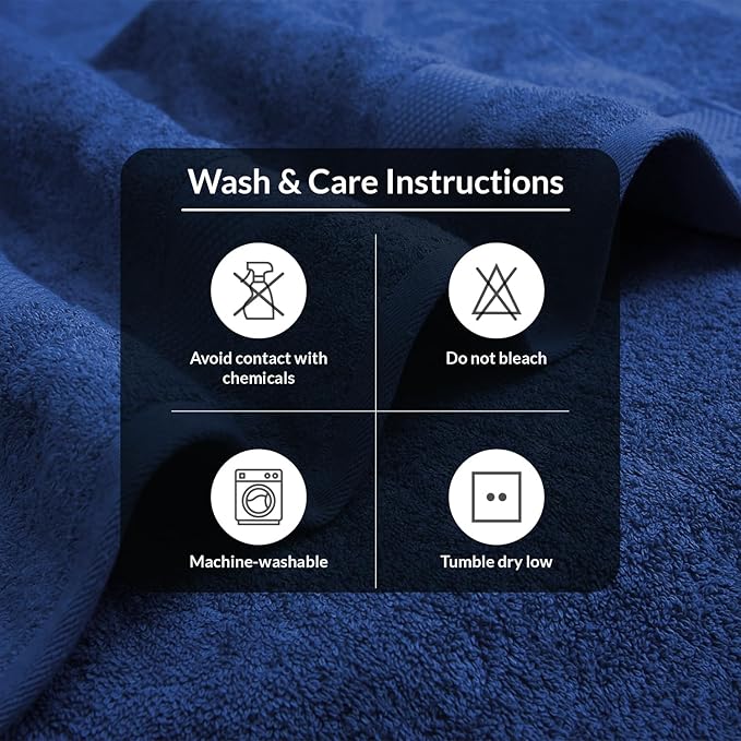 Infinitee Xclusives Luxury 100% Ring-Spun Cotton Bath Towels Set of 4 (27x54 inches) – Soft, Absorbent & Quick-Drying Towels for Bathroom, Gym, Spa & Hotel Use (Tranquil Navy)