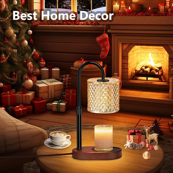 Electric Candle Lamp Warmer with Timer Dimmer Adjustable Height,Gifts for Women and Men,Vintage Home Decor with 2 Bulbs