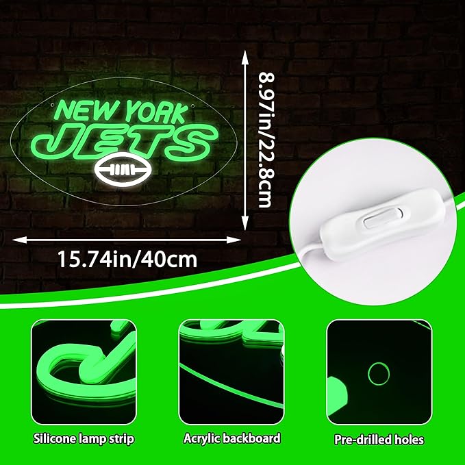Neon Sign for Wall Decor Football Team Sign Gifts for Football Fans with Led Team Neon Light for Man Cave 5V USB Powered Size15.7 * 8.9In(ZYLD203)