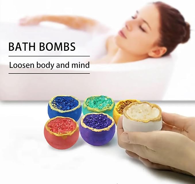 Bath Bombs Sea Salt by HUNDREZ Bath Bomb for Adults, Women, and Kids - Relaxing Treats and Spa-Grade Ingredients - Multicolor Set of 6 Relaxing Bath Bombs