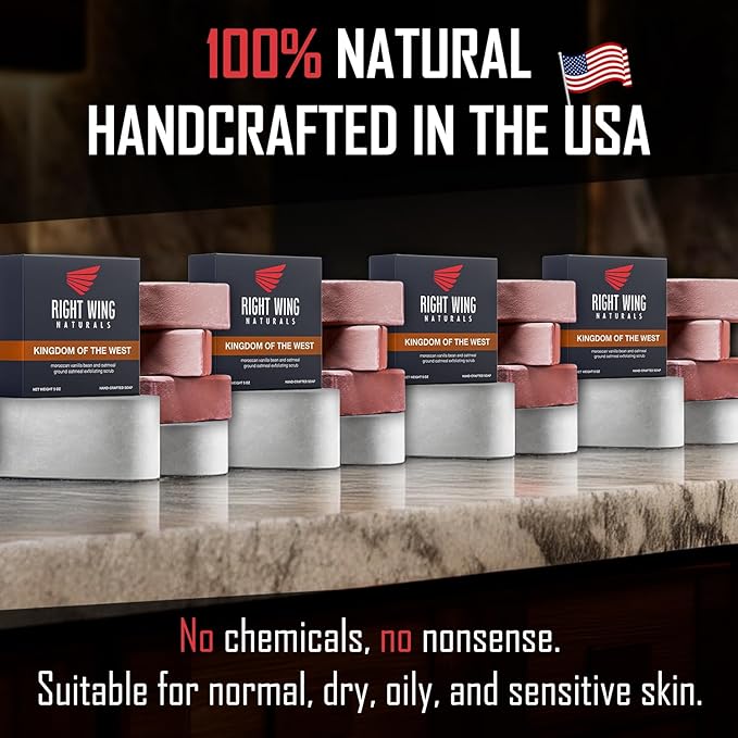Right Wing Naturals Bar Soap Gift Set for Men | Handcrafted Cold-Pressed | Handmade Organic Soap for Men | Most Popular Flavors | Natural Scented Men’s Bar Soap| Pack of 4 Bars