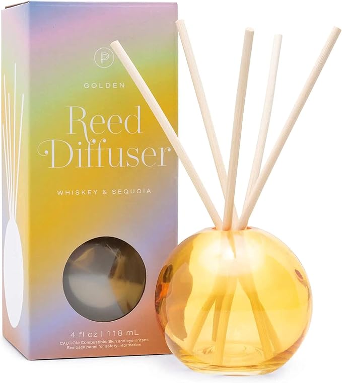 Paddywax Retro Glass Realm Collection Reed Diffuser, 4-Fluid Ounces, Pink - Dusk