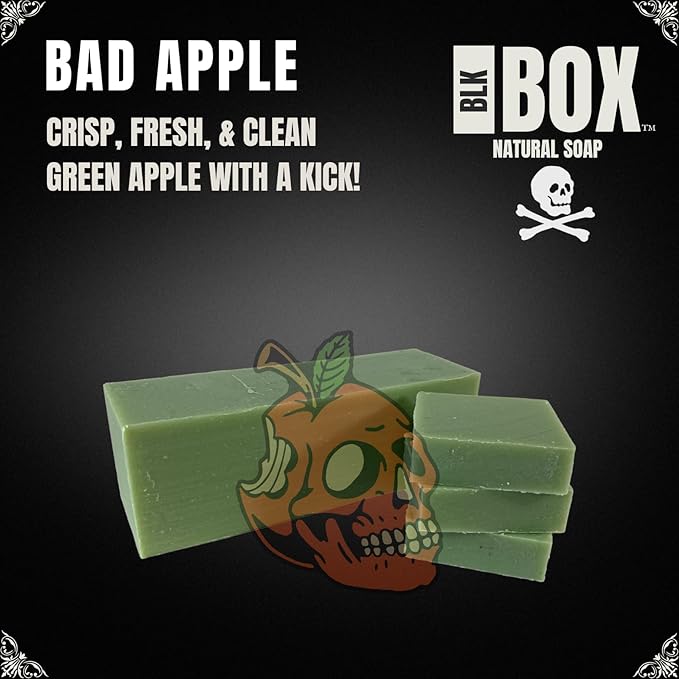 Black Box Limited USA MADE Men's Natural 5oz Bar Soap Moisturizing Body Wash Made from Natural Oils - Handmade Cold Process No Harsh Chemicals Green Apple (Bad Apple)