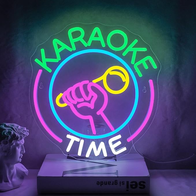 NEONLOVE Karaoke Time Neon Sign Karaoke Bar Neon Signs for Wall Decor Karaoke Dimmable Neon Party Sign Lights USB Powered LED Neon Lights for Game Room Man Cave Bar Club Karaoke Party Birthday