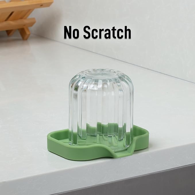 Zulay Small Silicone Sponge Holder (4.9x3.3”) – Space-Saving Sink Organizer Tray for Sponge, Soap, Brush & More – Compact Non-Slip Dish for Kitchen & Bathroom (Jade Green)