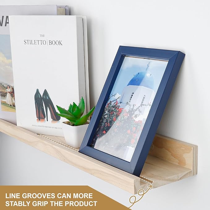 Long Floating Shelves Natural Wood, Picture Ledge Decorative Shelf 48 Inch, Large Wall Mount Photo Shelves Set of 2, Kitchen Unfinished Wooden Shelves for Bedroom Livingroom Bathroom,Pine Wood