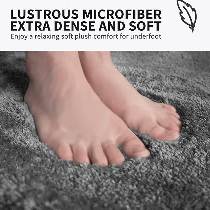 FIFU Bathroom Runner Rug 24" W x 60" L, Bath Mats for Bathroom, Bedroom & Kitchen, Non-Slip Rubber Latex Backing, Comfort & Soft Shower Bathmat & Carpet for Sink, Home & Hallways, Dark Gray