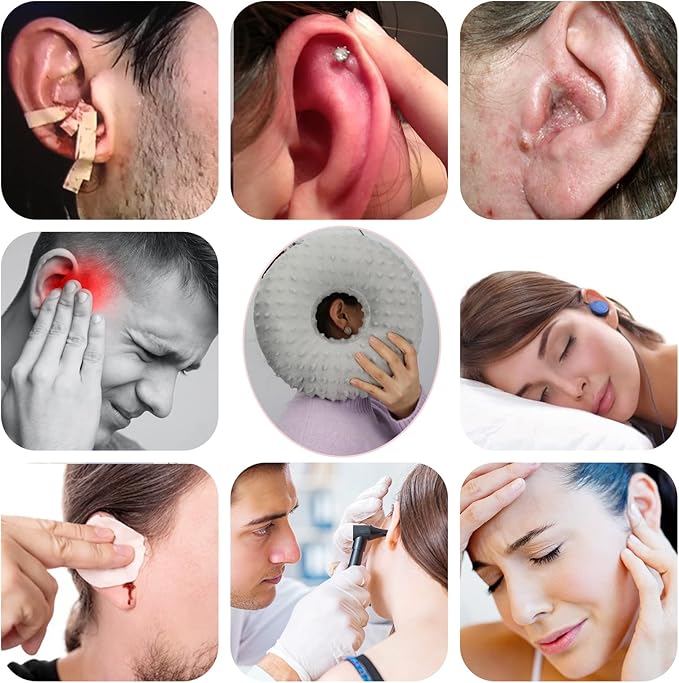 Ear Hole Piercing Pillows for Ear Pain Side Sleeping CNH Pillow Pressure Sore Pain Relief Ear Guard Protector Lifesaver Tinnitus Support Neck Head, Minky Dot Gray