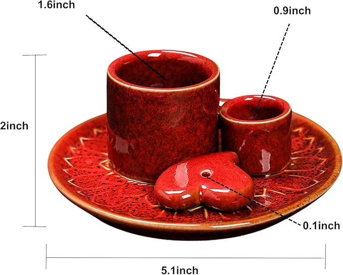 Aimery 4 in 1 Incense Burner Holder, Incense Stick & Palo Santo Holder, Ceramic Incense Holder Ash Catcher, Red