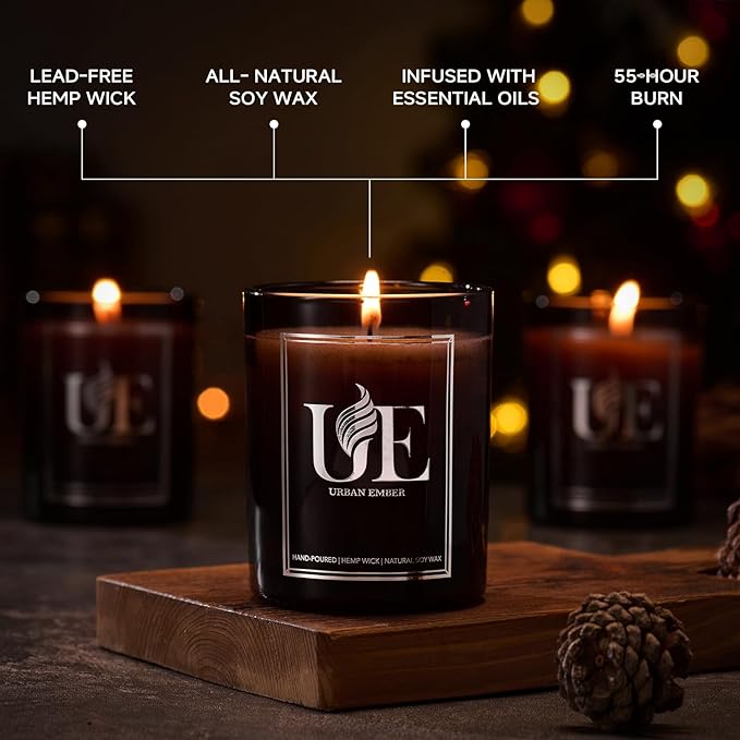 Lavender Scented Candle, Aromatherapy Candle for Home Scented - 55 Hours Long Lasting Soy Wax Candle - Strong Fragranced Black Candle Gift for Women & Men, 8 oz