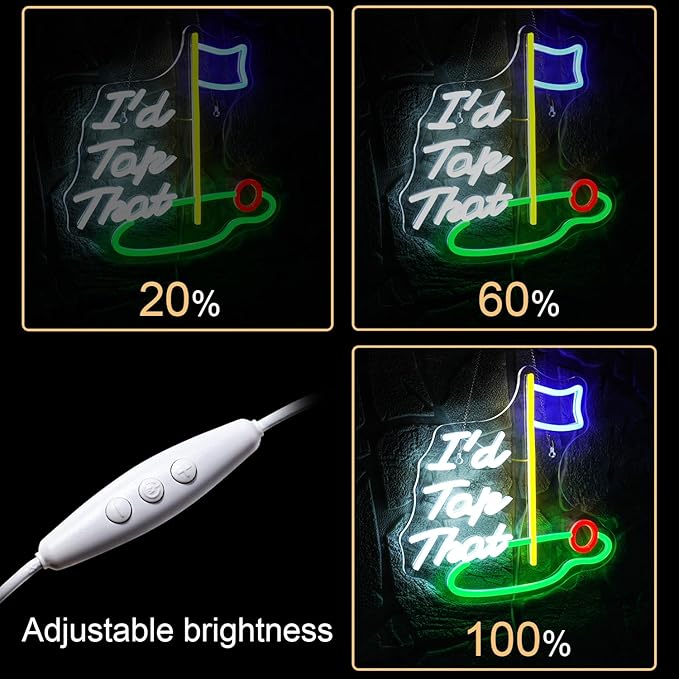 NOSUN Golf Neon Sign Golf Neon Signs for Wall Decoe Light Up Sign Golf Course LED Sign Golf Flag Ball Neon Light Sign Neon Signs for Golf Club Sport Gym Man Cave Wall Decor Neon Lights LED Light Sign