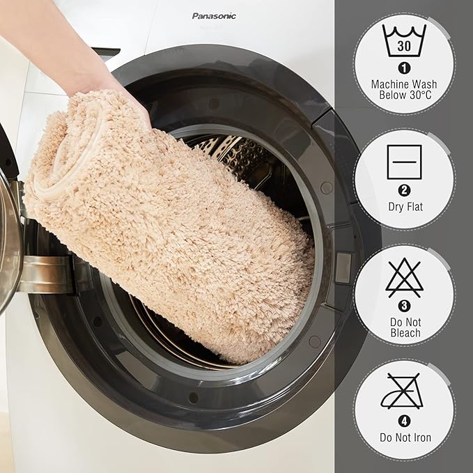 TECHMILLY Non-Slip Bathroom Rugs Sets 2 Piece, Fluffy Soft Luxury Microfiber Shower Mat, Absorbent, Washable & Quick Dry for Bath Floor, Grey