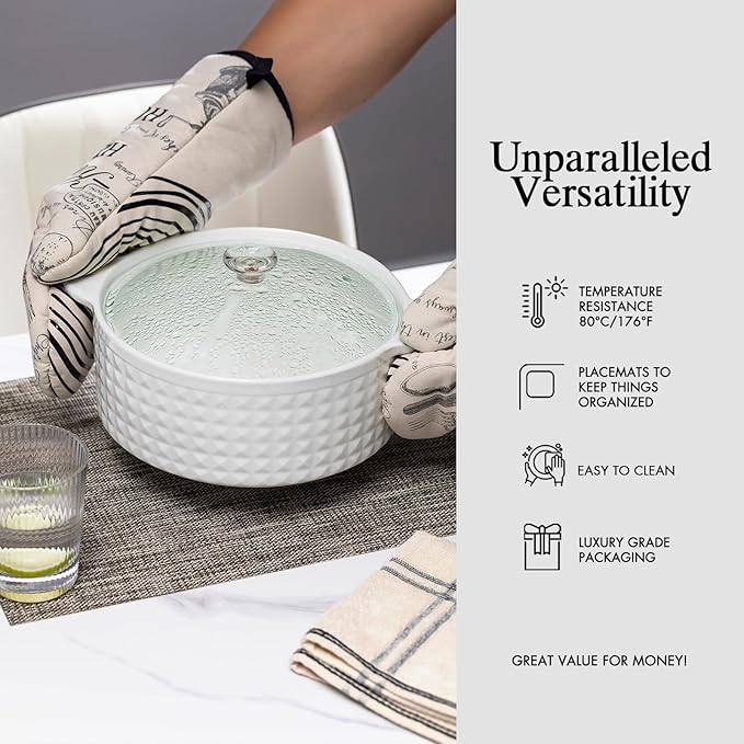 Placemats Set of 12 - Easy Clean Woven Vinyl Placemats for Dining Table, Indoor/Outdoor Place Mats, Washable PVC Table Mats(Cappuccino)