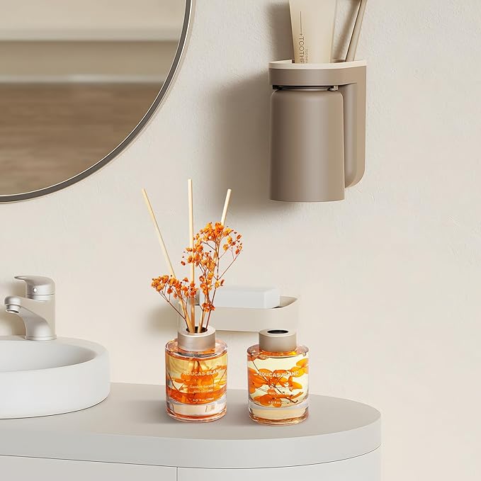 ROUCAS BLANC Reed Diffuser Set with Preserved Flowers, Gardenia and Jasmine Scented Diffuser with Sticks, Room Decor & Bathroom Decor, Aromatherapy Home Fragrance Diffuser Gift (Garden Serenity)