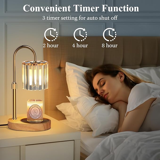 Lukasa Candle Warmer Lamp, with Timer Dimmer Adjustable Height, Birthday Gifts for Women, Mothers Day Gifts for Mom, House Warming Gift New Home, Wax Melt Warmer for Scented Jar Candles, with 2 Bulbs