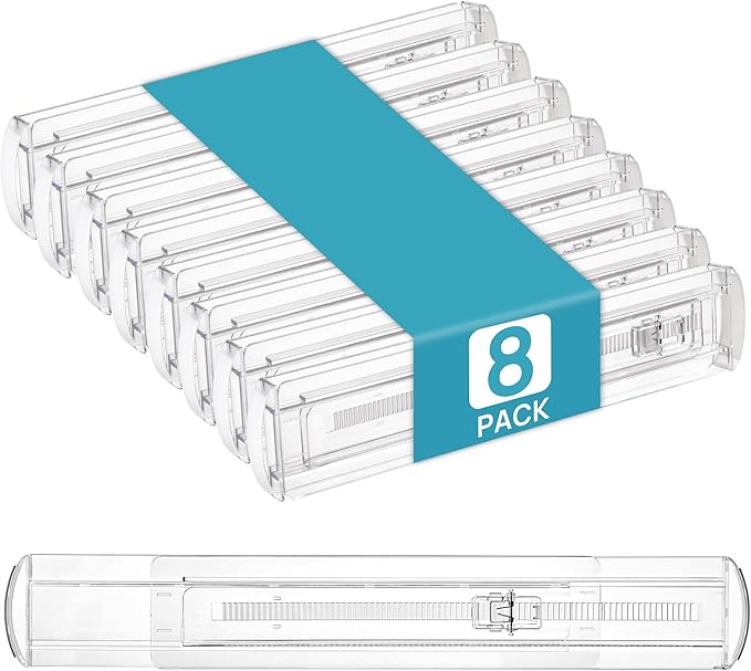 Vtopmart 8 Pack Shallow Drawer Dividers, 2.3" High 12.6"-21.2" Adjustable Expandable Kitchen Drawer Organizer, Clear Plastic Organizer Separators for Flatware, Utensil, Cutlery, Underwear, Clothes