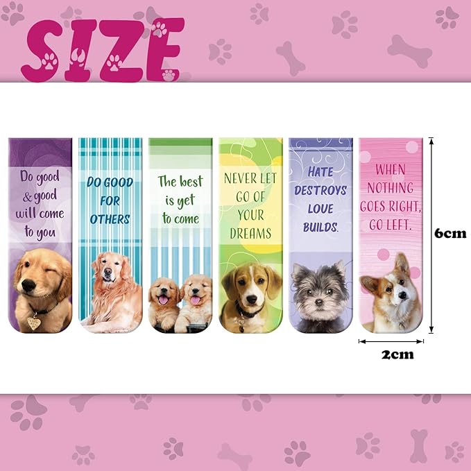Zonon 24 Pieces Christian Magnetic Bookmarks Magnet Page Markers Christian Puppy Bookmarks Assorted Set for Teachers Reading Supplies