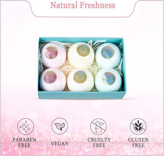 Bath Bombs Scented,Chinese Aroma and Style,Moisturizing Dry Skin Soft & Long Lasting Bubbles,Sooth Dry,Itchy Skin,Gentle not Allergic not Staining,for Kids Girls Mom,21.2Oz 6Count