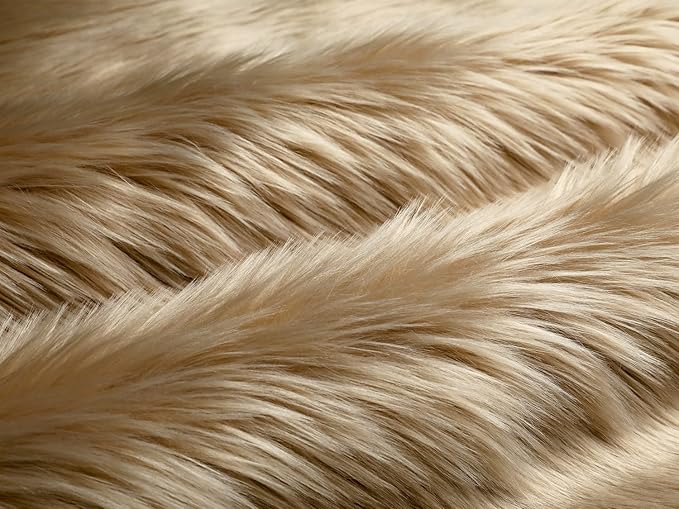 Ciicool Fluffy Faux Fur Area Rug 8 x 10 Feet, Beige Faux Sheepskin Rug Area Rug Large Shag Rug, Thick Shaggy Fuzzy Rugs Floor Carpets for Living Room, Bedroom, Dorm, Luxury Room Decor, Rectangle