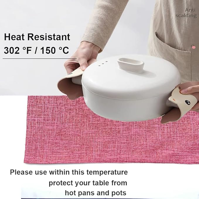 Weabetfu Cloth Placemats Set of 6 Heat Resistant Dining Table Placemmats Cotton Linen Machine Washable Kitchen Table Mats Wrinkle Free Thick Fabric Place Mat,Easy to Clean,13"x19"
