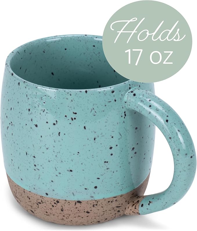 Elanze Designs Speckled Raw Bottom 17 ounce Ceramic Mug, Mint Green