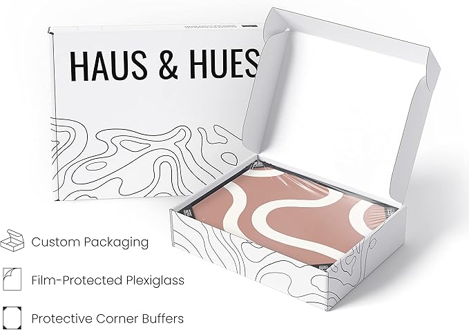 HAUS AND HUES Boho Pictures Wall Decor - Mid Century Modern Wall Art, Neutral Aesthetic, Botanical Wall Art Framed, Coral Artwork Wall Decor, Gallery Wall Frame Set (Framed Black 11x14)