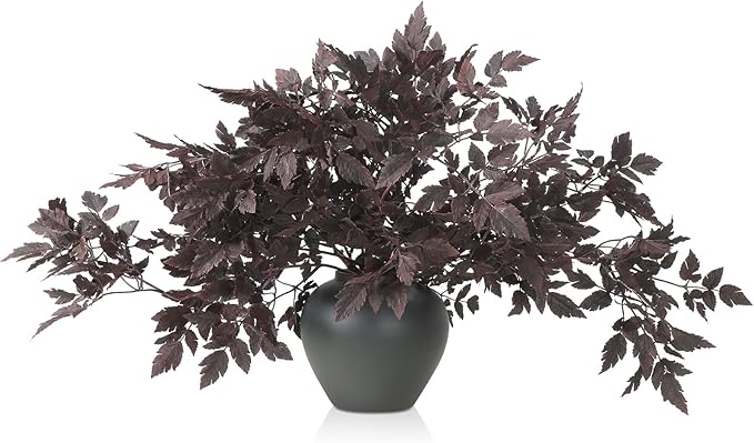 Lyrow 6 Pack Artificial Cimicifuga Plant Leaf Spray Faux Plum Cimicifuga Ramosa Leaf Branch Faux Fall Spray Silk Plants for Home Vase Wedding Garden Farmhouse Table Mantel Decor (36 Inches)