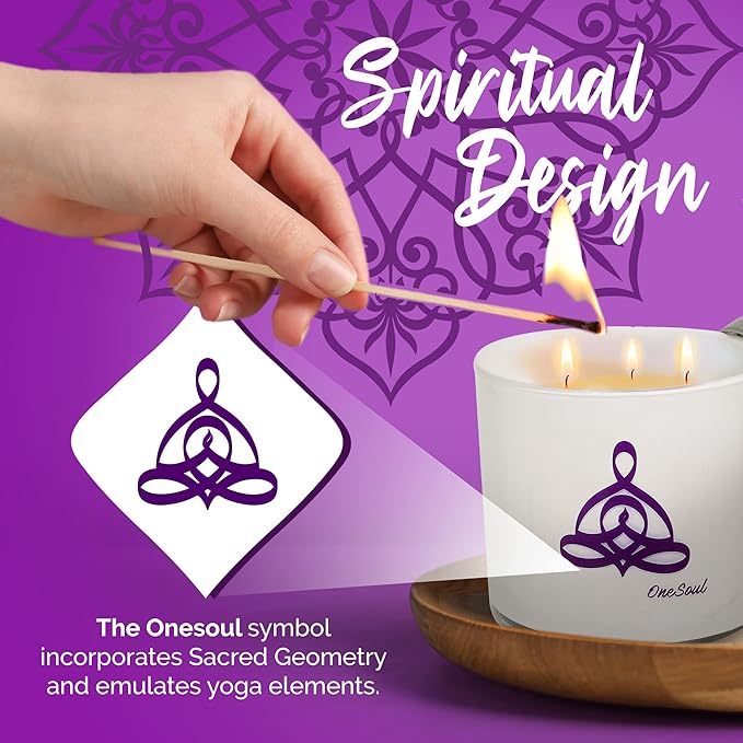 Large Lavender Vanilla Candle, Scented Candles for Home, Hand-Poured Aromatherapy Large 3 Wick Candle for 50-Hour Burn Time, 14oz - OneSoul Collection