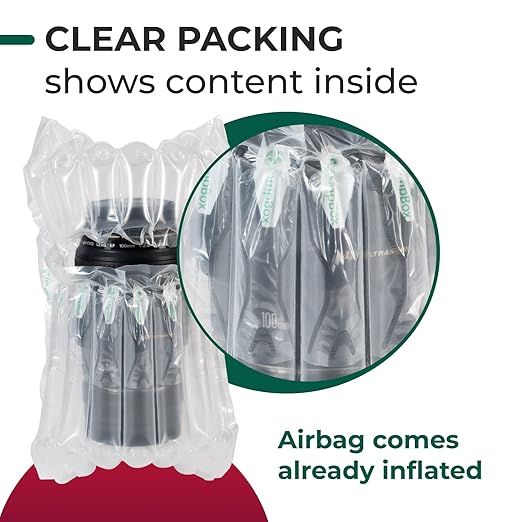 IDL Packaging Inflated 16 oz Bottle Air Bags, Self Sealed, Pack of 1 - Reusable Air Column Bags for Packing, Travel and Shipping - Cushioning Protector for Glass, Ceramic, Breakables