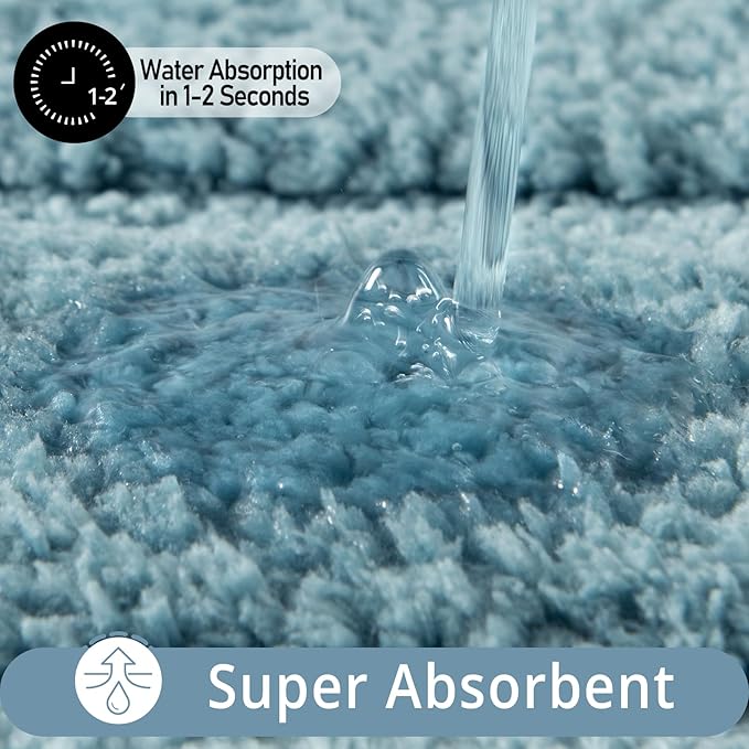 HOMORE Bathroom Runner Rugs 24x70 Non Slip Washable Bath Rug Soft and Absorbent Microfiber Long Bathroom Rug Blue Plush Bath Rugs for Shower Floor, Spa Blue