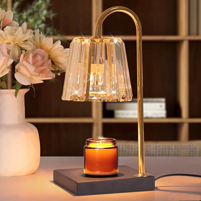 Candle Warmer Lamp With 2 Bulbs, Timer & Dimmer 7-Levels, Top Melting Compatible Jar Candles, Glass Heater for Scented Wax, Home Decor Gift for Mom (Clear)