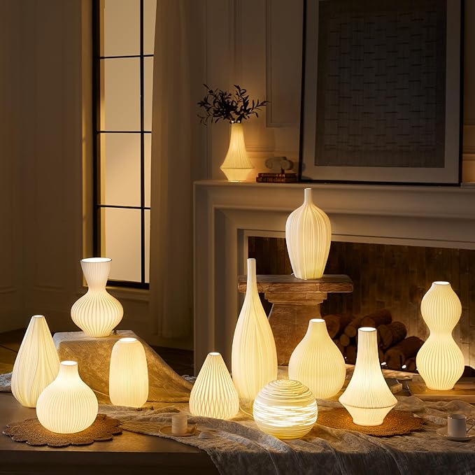 RONDURE 8.7" Modern Table Lamp, Modern Bedside Lamps for Bedroom, Living Room and Nightstand, White Translucent Ceramic Shade, Warm Ambient Lighting, Home Decor