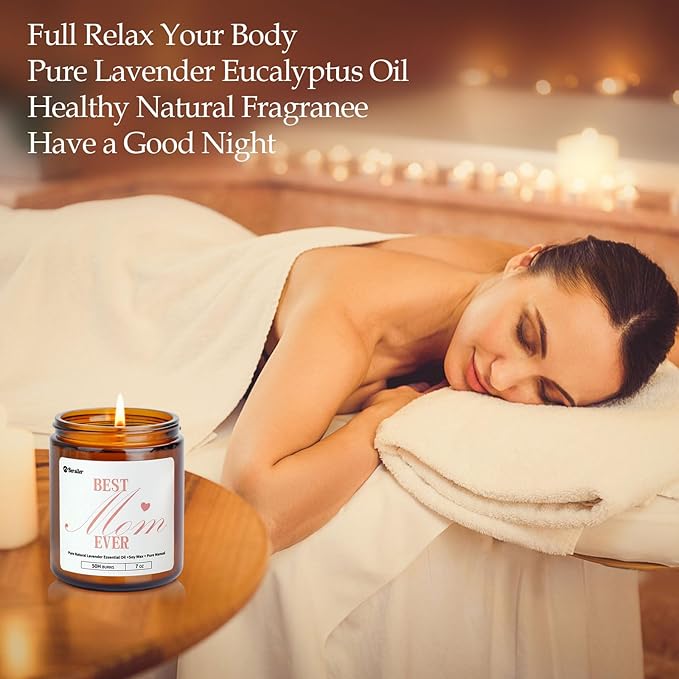 Gifts for Mom from Daughter or Son, Christmas Birthday Mothers Day Candles Gifts for Mom, Lavender Eucalyptus Aromatherapy Candle for Women Help with Stress Relief, 50 Hour Burn Time, 9 oz