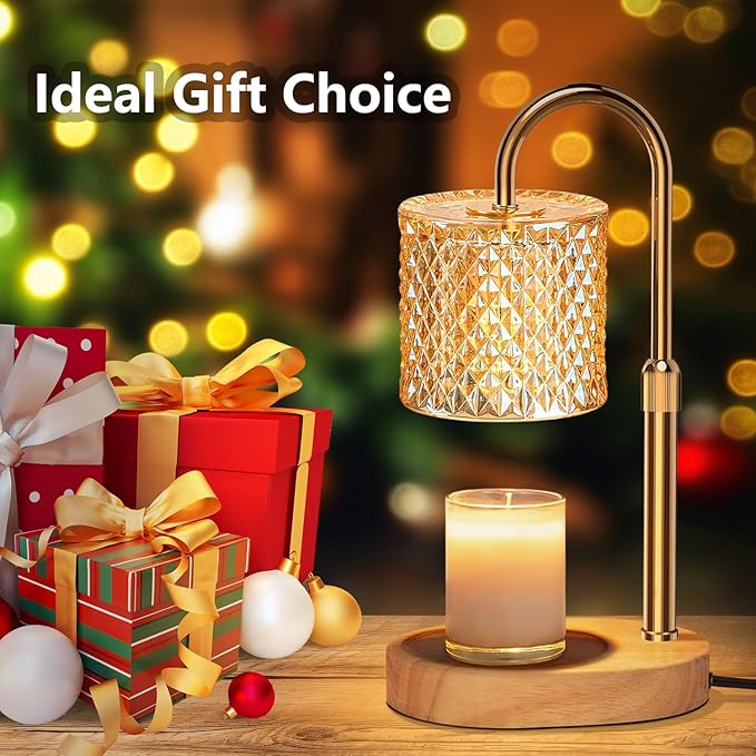 Electric Candle Lamp Warmer with Timer Dimmer Adjustable Height,Gifts for Women and Men,Vintage Home Decor with 2 Bulbs