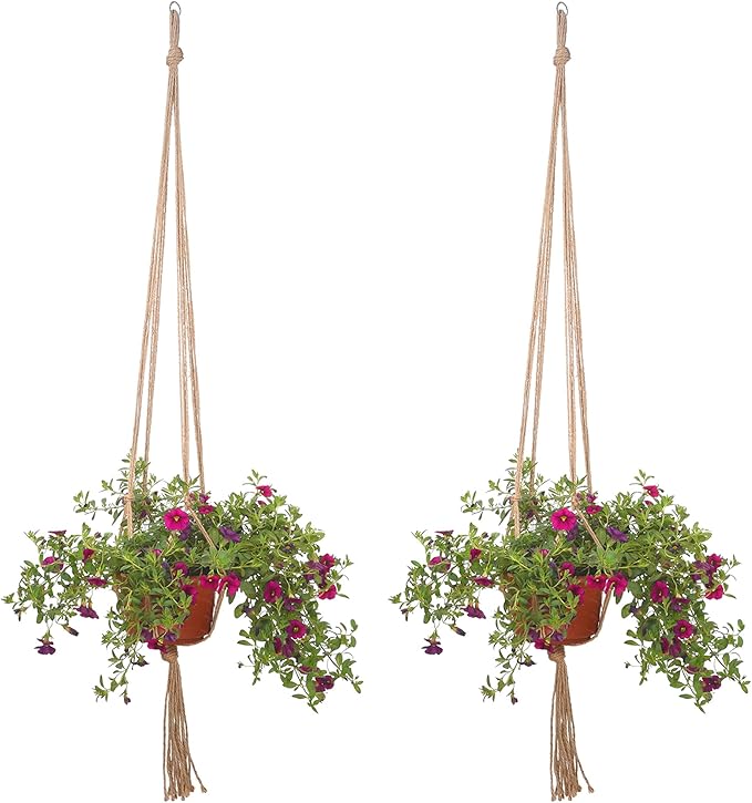EBOOT 2 Pack 48 Inches Large Macrame Plant Hanger Rope to Hang Flower Pot Plant Holder for Indoor Outdoor Decorations, 4 Legs