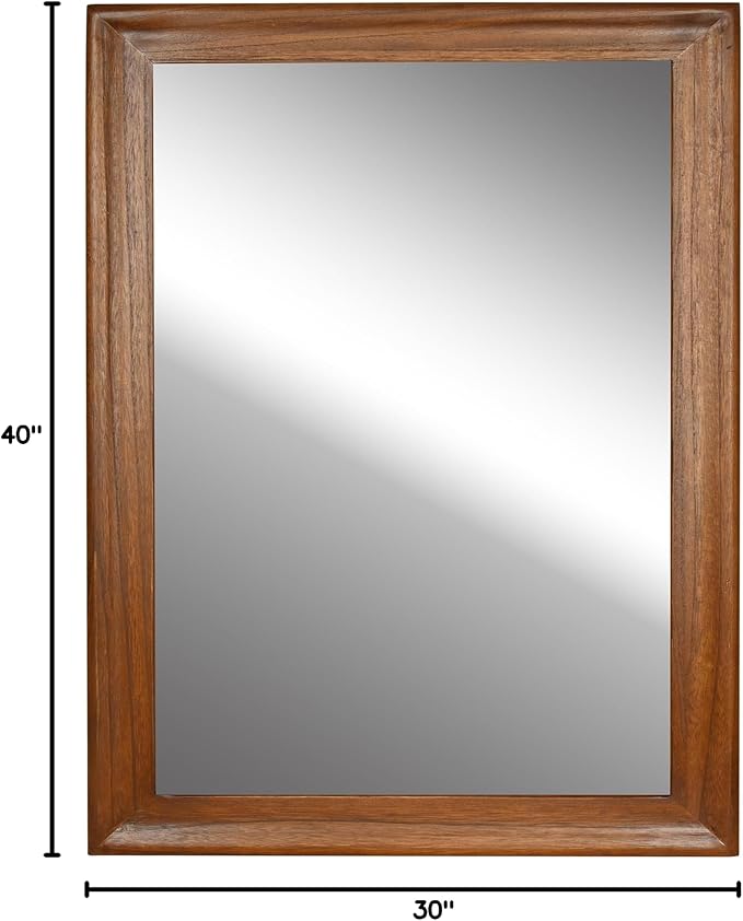CULER Rustic Wood Wall Mirror for Bathroom,Rectangle Large 30 x 40 inch Hanging Mirrors with Wooden Frame for Living Room,Bedroom,Entryway(Walnut Brown)