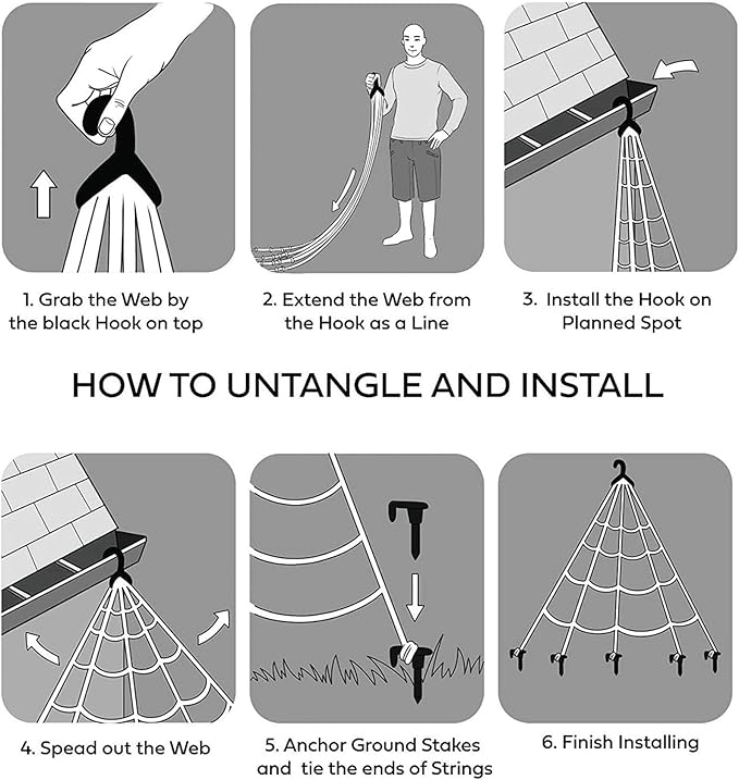Halloween Decoration Outdoor Spider Web Decor 16ft with Giant Spider and Stretchy Dense Spider Silk Rope and 2 Small Spiders Triangular Huge Spider Web for Yard Outside Indoor