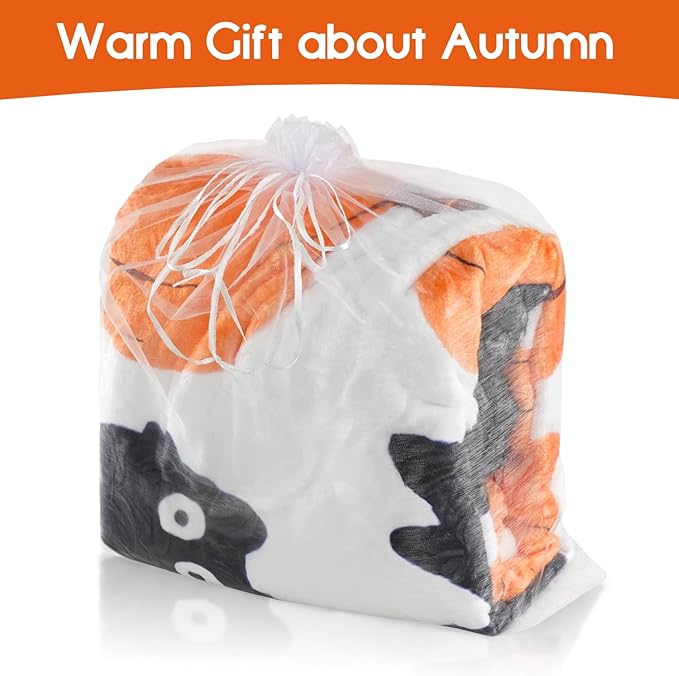 Halloween Blanket,Fall Halloween Black Cats Pumpkins Fleece Blankets, for Women Flannel Throw Blanket for Home Living Room Couch Bed Chair or Dorm Decor 60"x50"